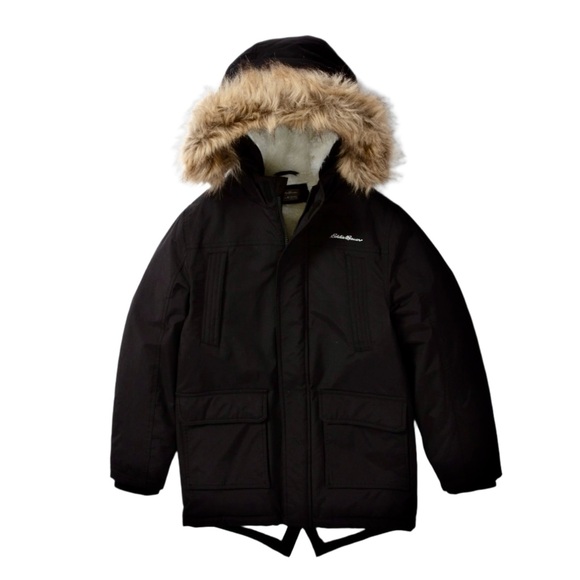 Eddie Bauer Superior Down Parka with Fur Trim Hood in Black - Picture 2 of 16